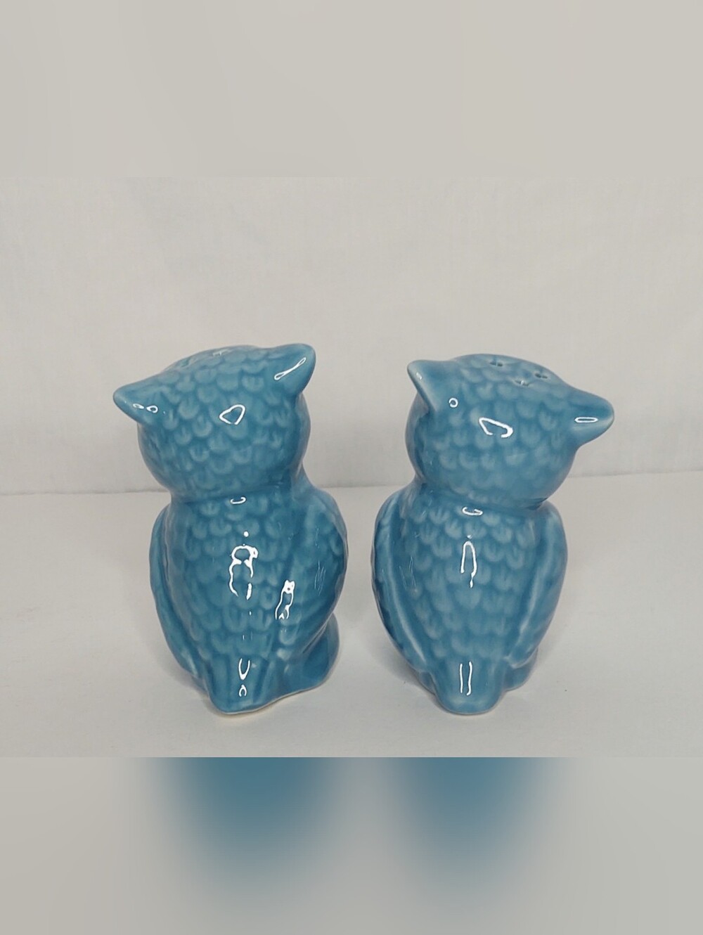 Ceramic Blue Owl Salt & Pepper Shaker Set - Picture 3 of 9